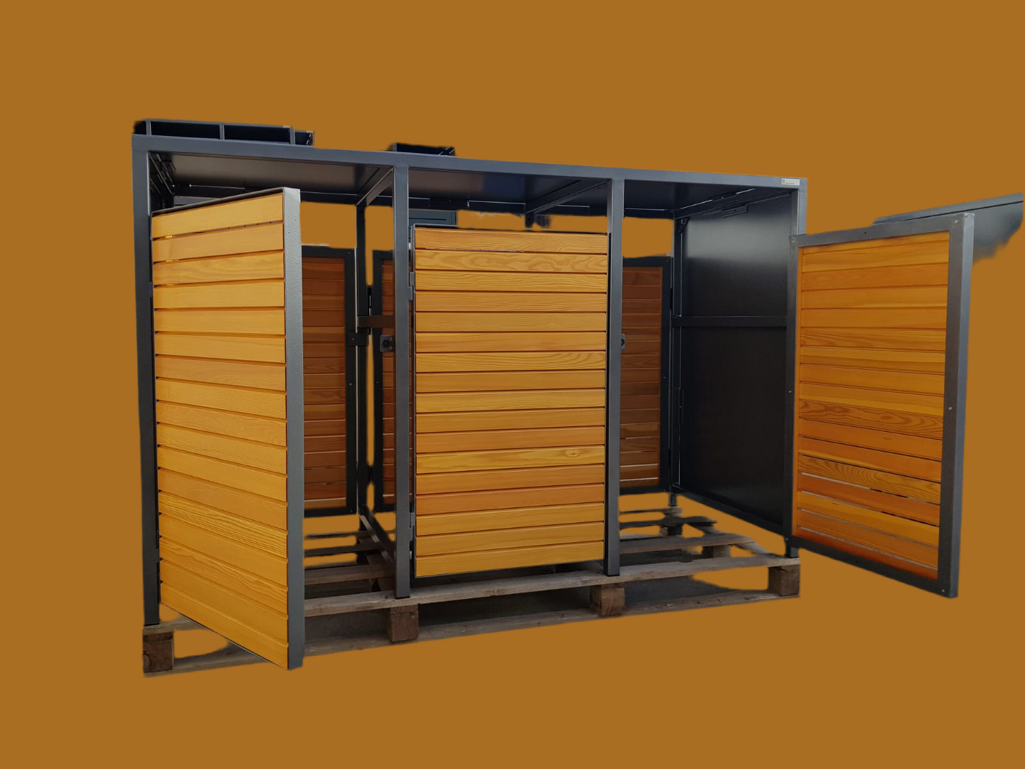 Doppeltür PREMIUM Holz Mülltonnenbox mit Holztüren