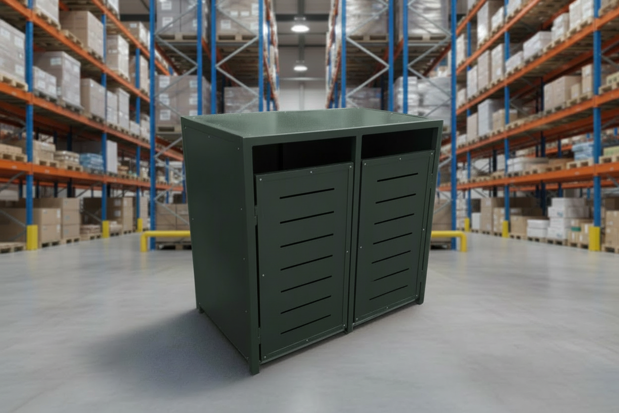 LAGER - PREMIUM Metall 2er Mülltonnenbox