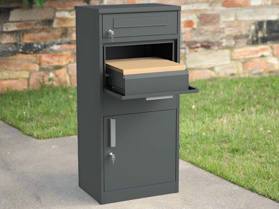 aufbewahrung paket post Premium Paketbox Grey – Paketbriefkasten mit Brief- & Paketfach – My Muelltonne