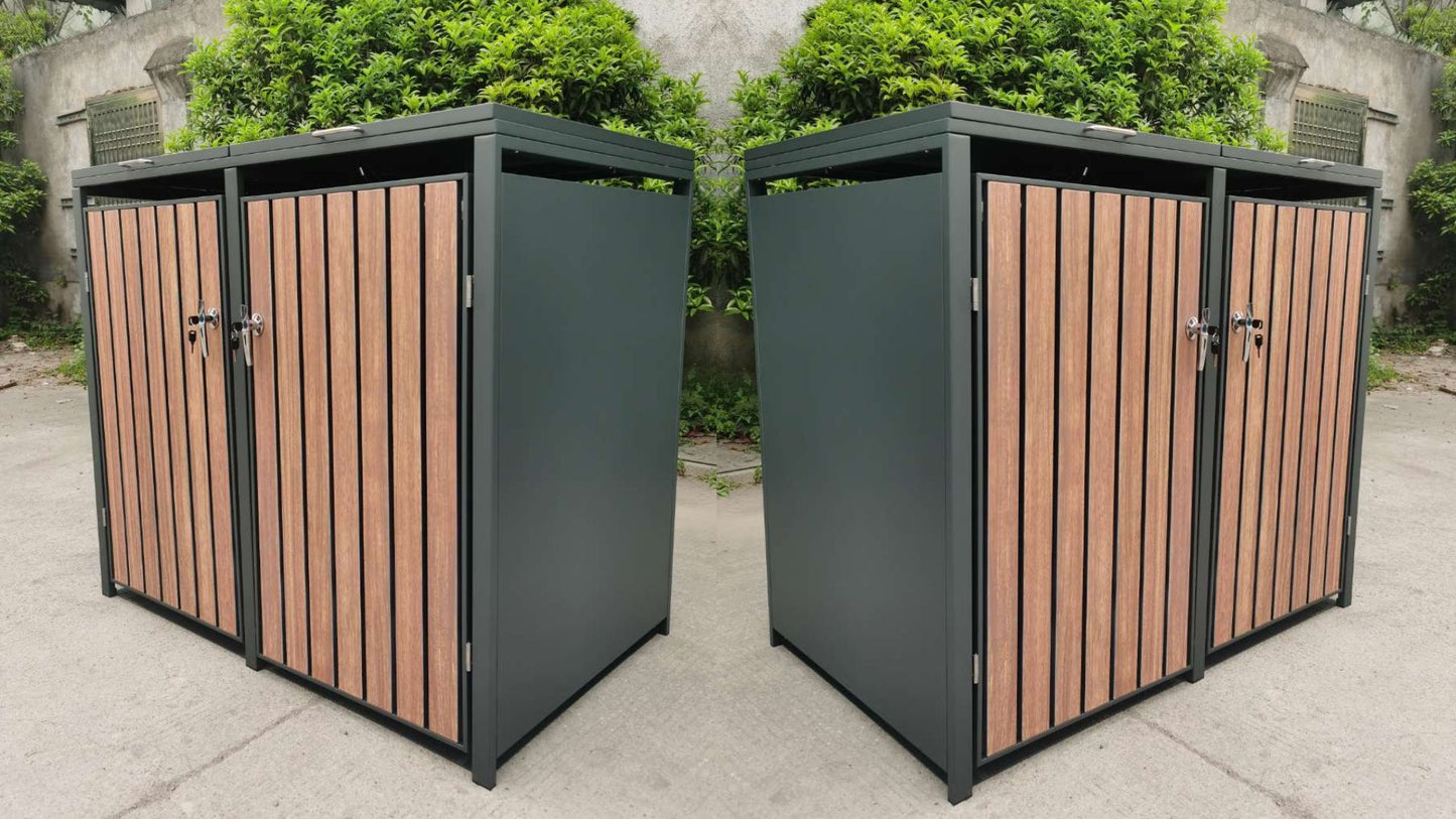 BOSCO Mülltonnenbox-Nussbaum Optik, 2er Modell