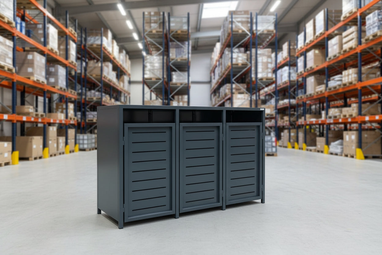 LAGER - PREMIUM Design 3er Mülltonnenbox