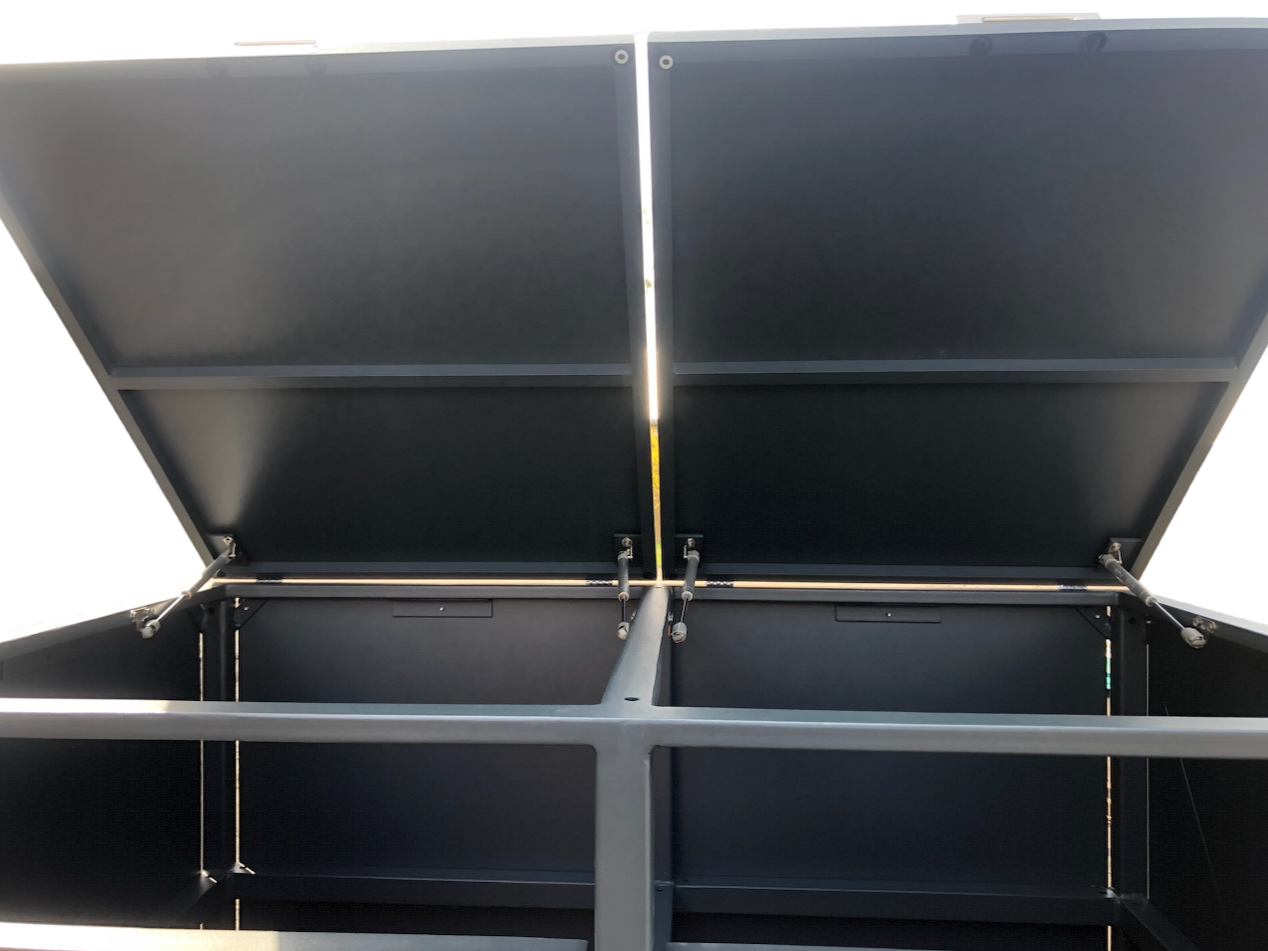 LAGER - PREMIUM Metall 2er Mülltonnenbox mit Klappdach