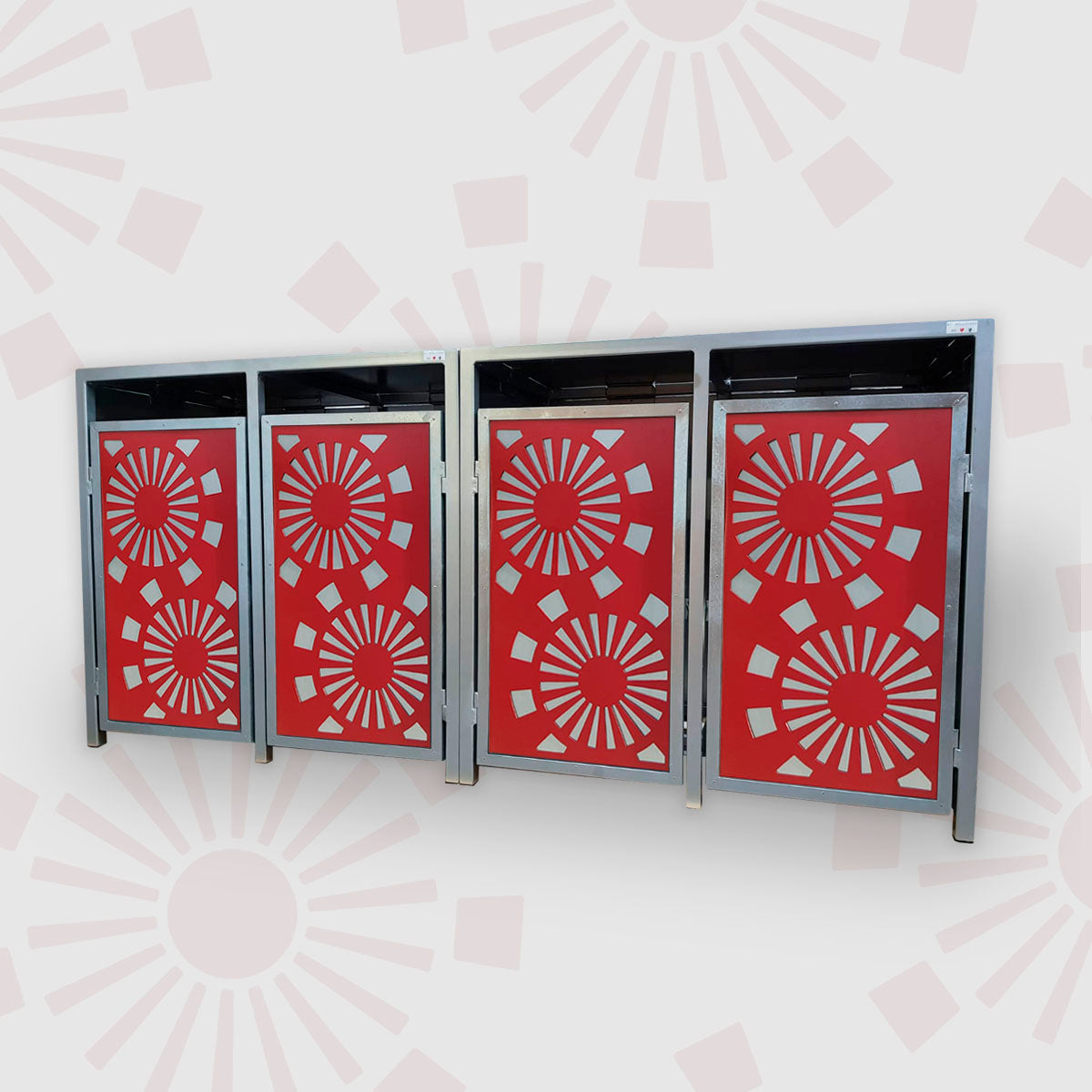 PREMIUM Zink 4er Mülltonnenbox Zink Blume