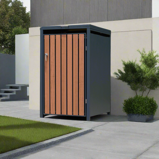 Stilvolle Mülltonnenbox in einem modernen Gartendesign