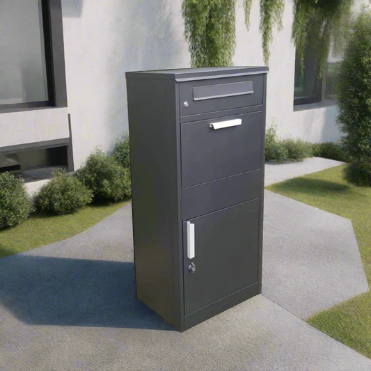 Paketkasten PREMIUM GREY, Paketbox mit extra Briefkasten