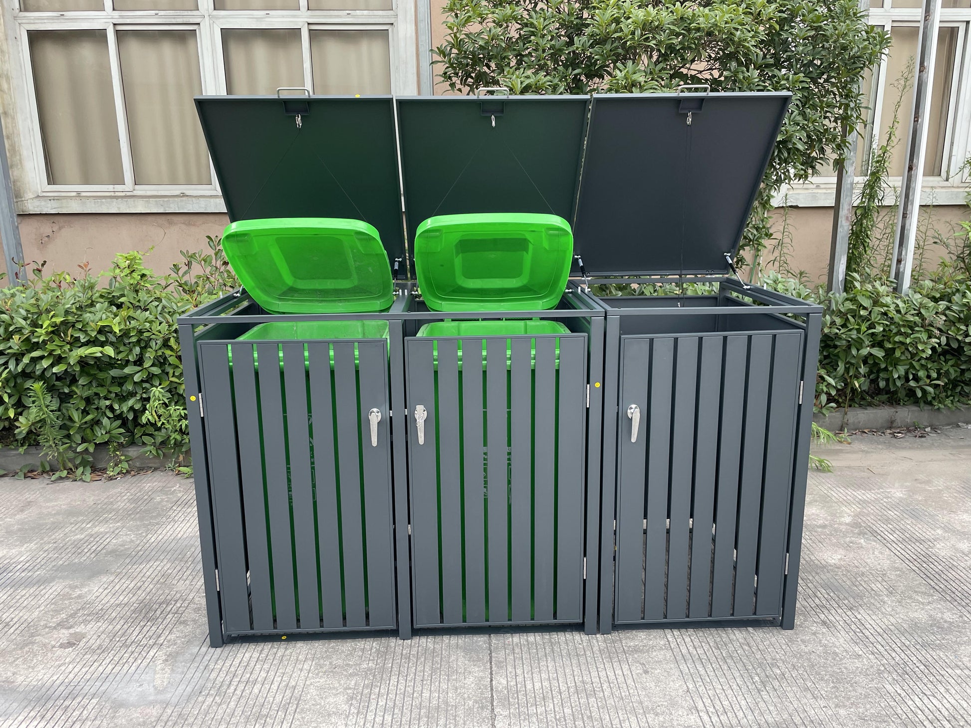 3er Mülltonnenbox anthrazit DIRITTO, mit Mülltonnen