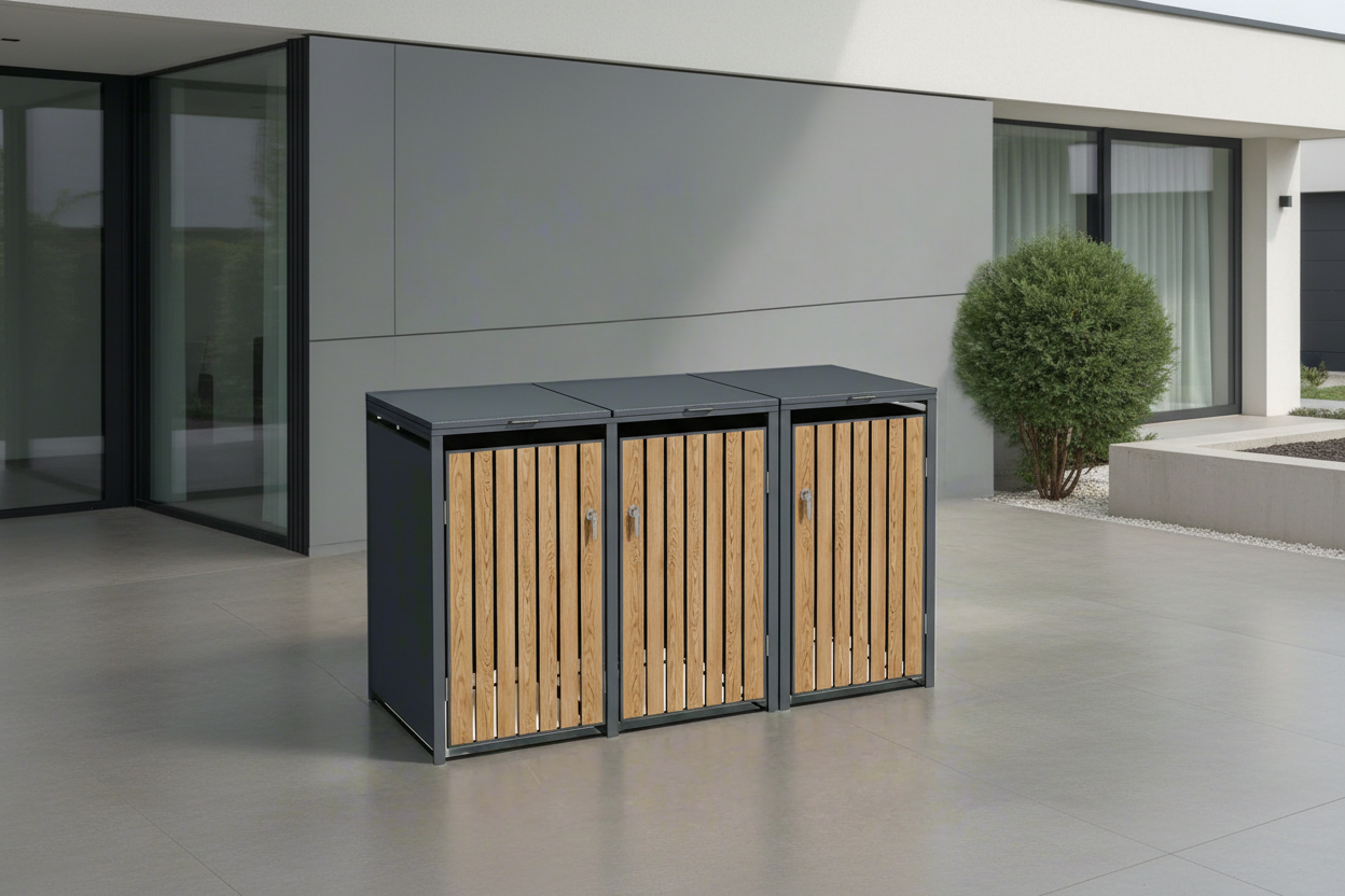 BOSCO Mülltonnenbox-Lärche Optik, 3er Modell