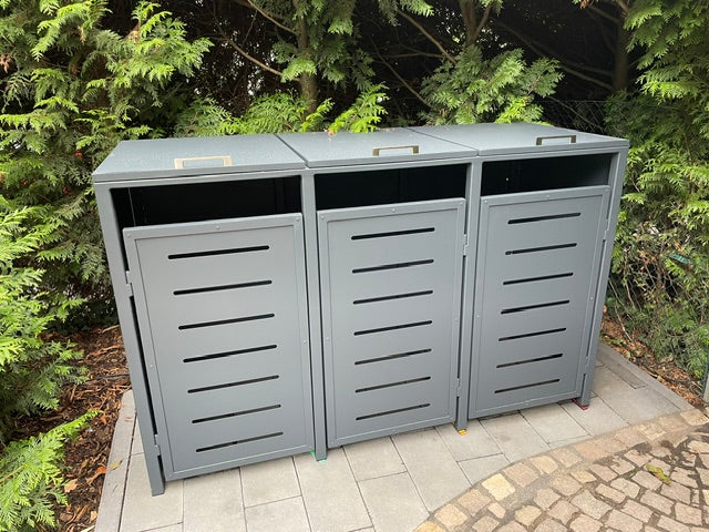 Mülltonnenbox für 3 Mülltonnen mit Klappdach