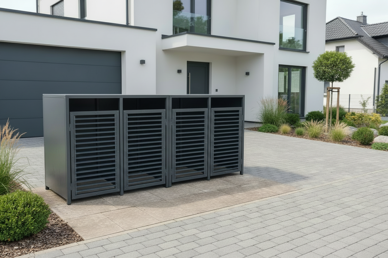 PREMIUM Metall 4er Mülltonnenbox