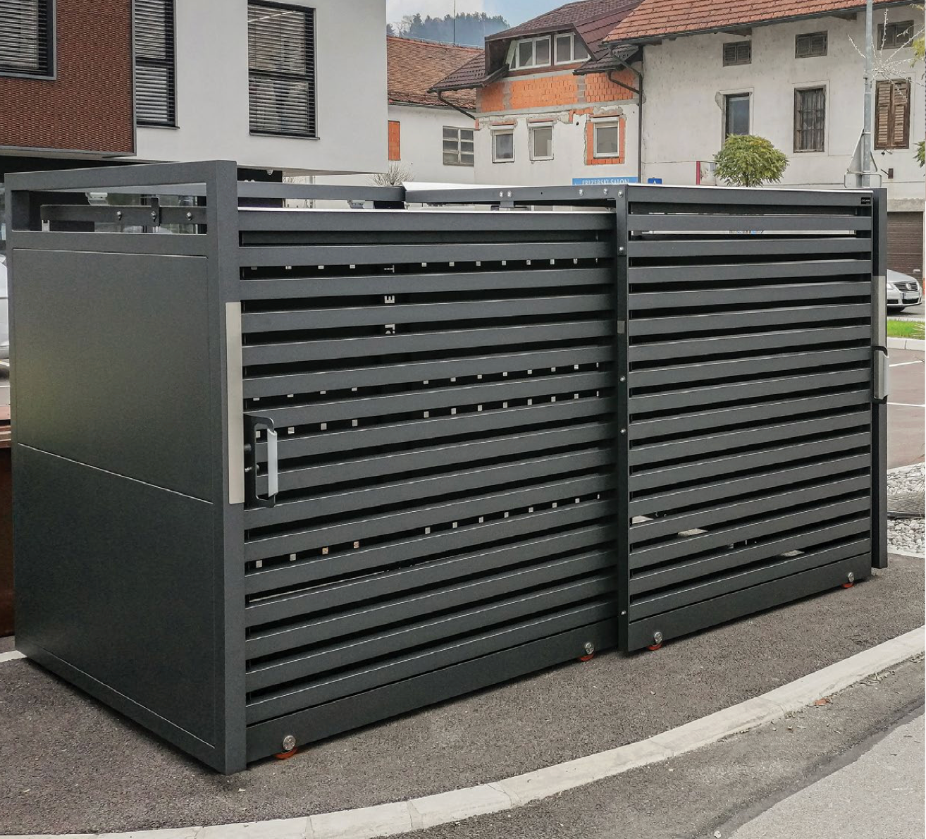 STYLEOUT® R LINIS 1100 – Premium-Müllcontainerbox aus Aluminium RAL 7016 RAL 7016 RAL 7016