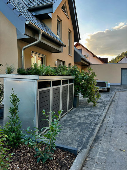 <tc>PREMIUM zinc garbage bin box with plant roof for 4 bins</tc>