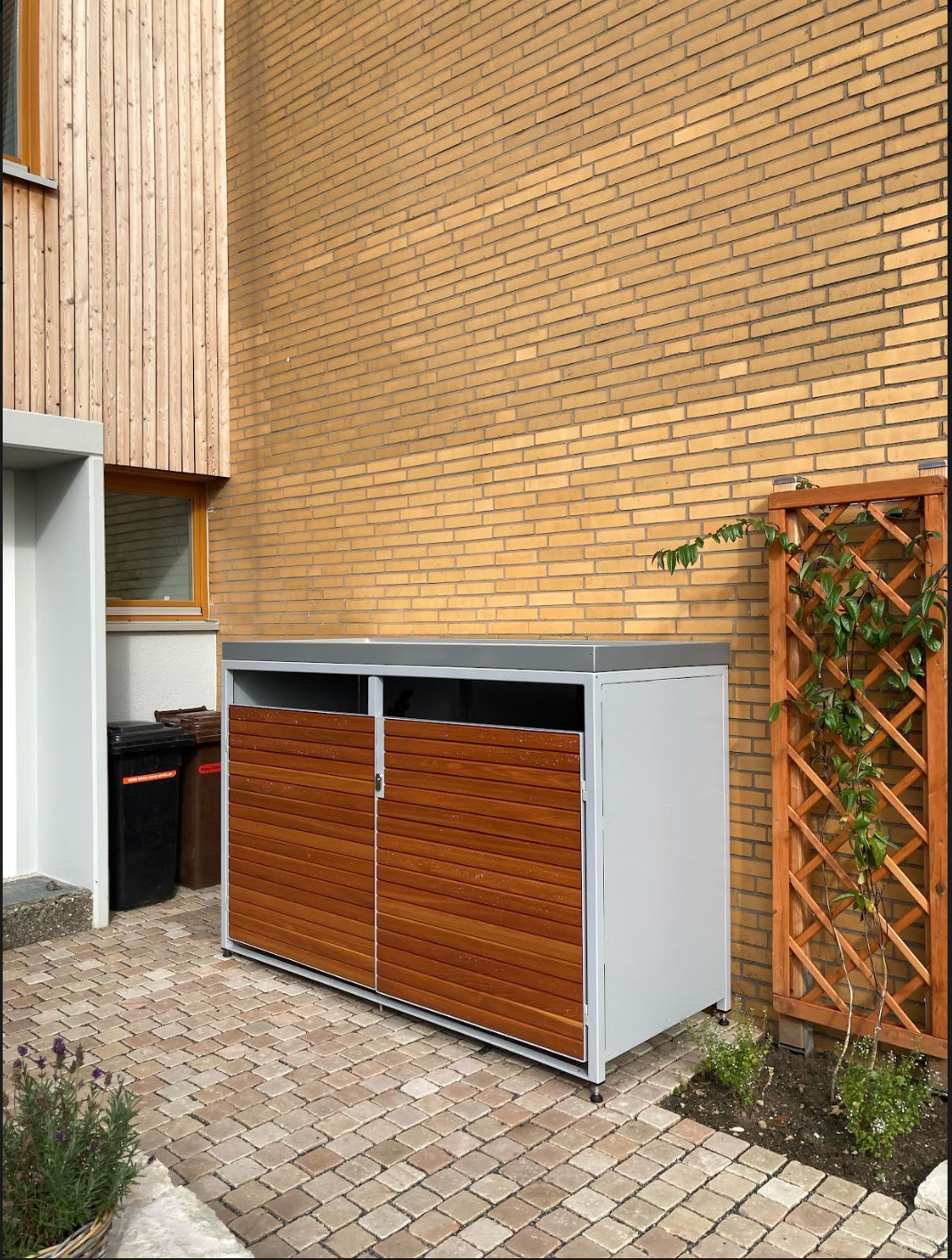 Fahrradgarage Holz für 4 Fahrräder, E-Bike, Allzweckbox