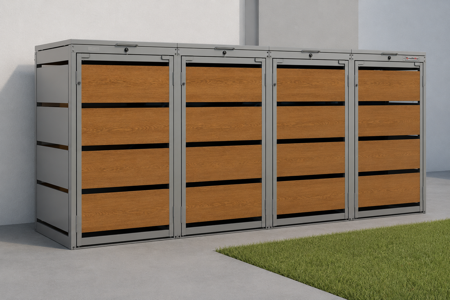 OBOX Oak 4er Mülltonnenbox RAL 9007
