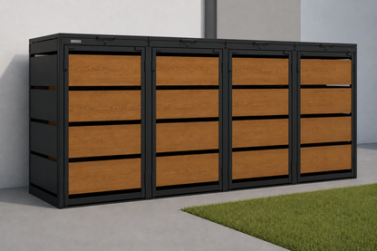 OBOX Oak 4er Mülltonnenbox RAL 9005