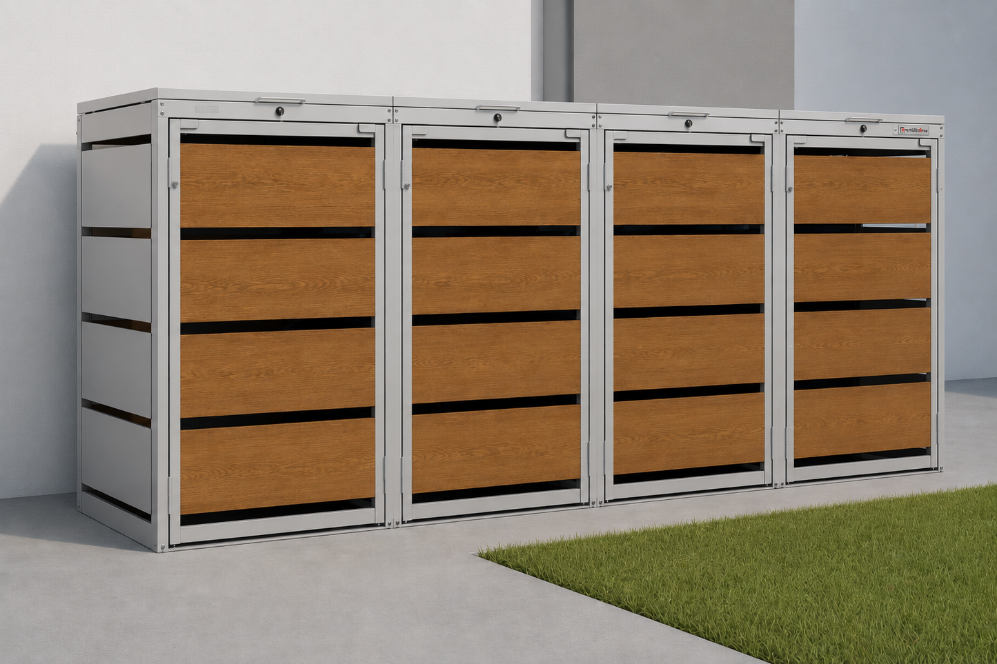 OBOX Oak 4er Mülltonnenbox RAL 9006