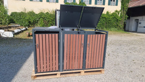 <tc>B-STOCK, BOSCO anthracite with walnut wood optic for 3 wheelie bins, fully assembled</tc>