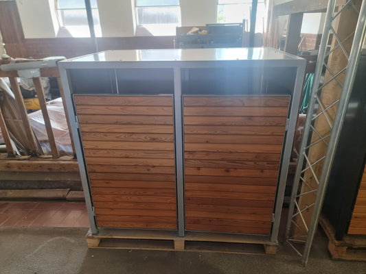 PREMIUM wooden 2-bin box with wooden doors