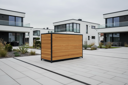 Rückwand mit Rhombusleisten für PREMIUM Mülltonnenboxen (1–4-fach wählbar) Lärche 240 l)