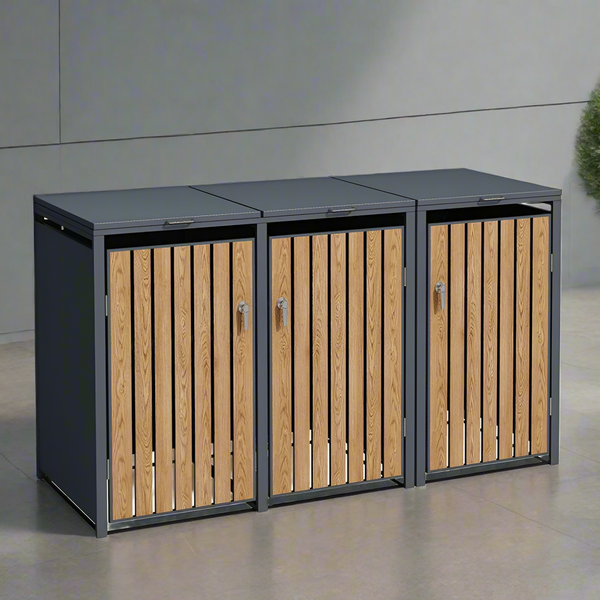 BOSCO Mülltonnenbox-Lärche Optik, 3er Modell – My Muelltonne