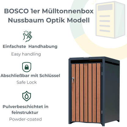 BOSCO Mülltonnenbox-Nussbaum Optik, 1er Modell