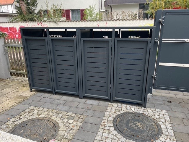 Premium DESIGN – Mülltonnenbox als Zaunelement (Durchgangssystem)