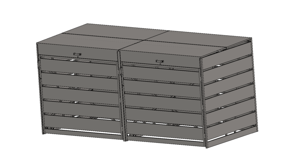 OBOX DIY 1100L Müllcontainerbox RAL 9006 2- 1100 L