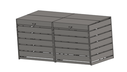 OBOX DIY 1100L Müllcontainerbox RAL 9006 2- 1100 L