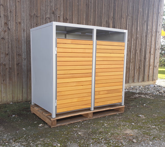 PREMIUM wooden 2-bin box with wooden doors