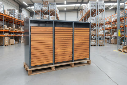 PREMIUM Holz 3er Mülltonnenbox mit Holztüren