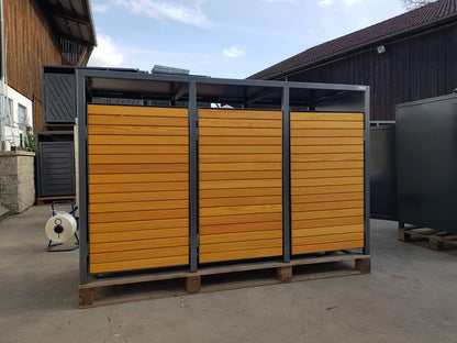 Doppeltür PREMIUM Holz Mülltonnenbox mit Holztüren