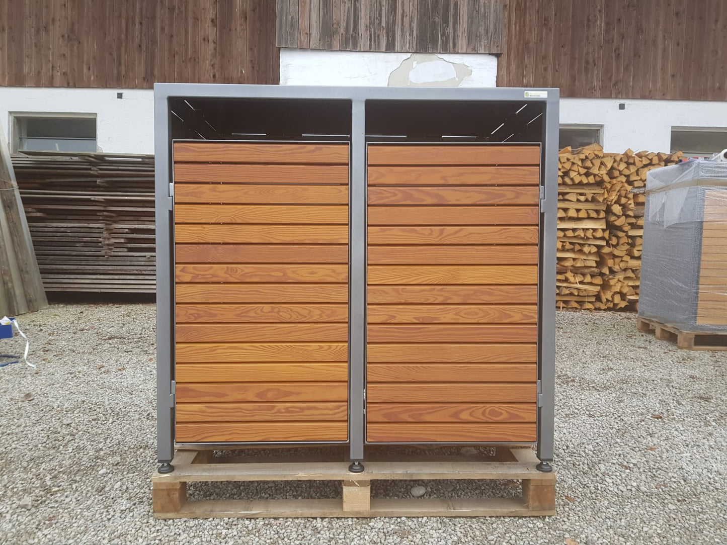 PREMIUM ξύλινο κουτί 2 δοχείων με ξύλινες πόρτες