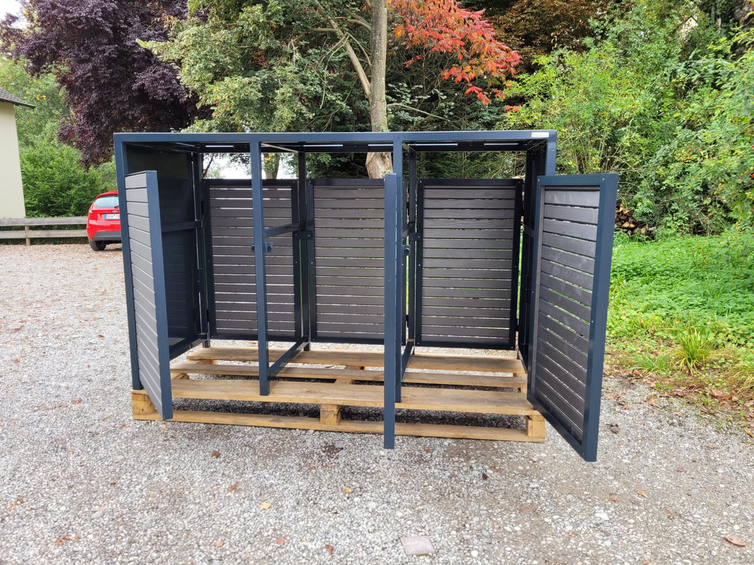 2door PREMIUM wooden garbage bin box with wooden doors My Muelltonne