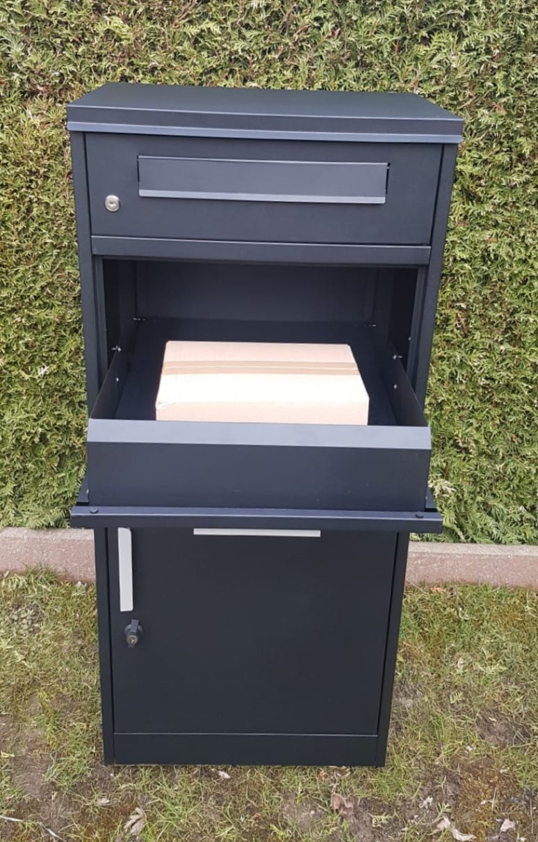 Paketkasten PREMIUM GREY, Paketbox mit extra Briefkasten