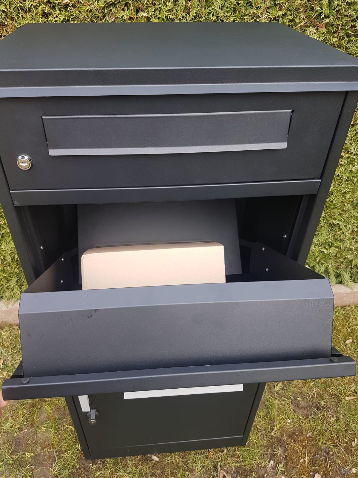 Paketkasten PREMIUM GREY, Paketbox mit extra Briefkasten