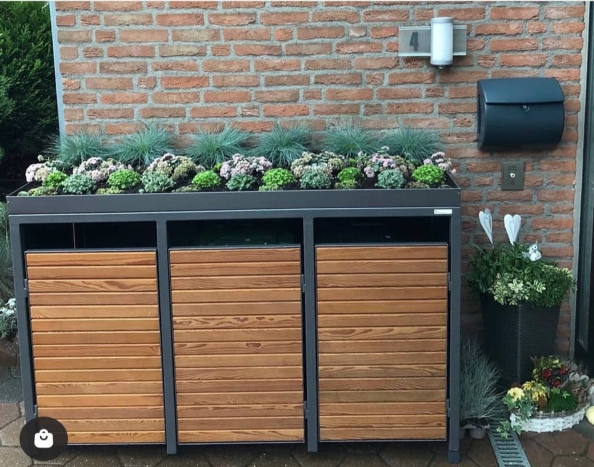 mülltonnen aufbewahrung holz PREMIUM Holz 3er Mülltonnenbox mit Pflanzdach – My Muelltonne