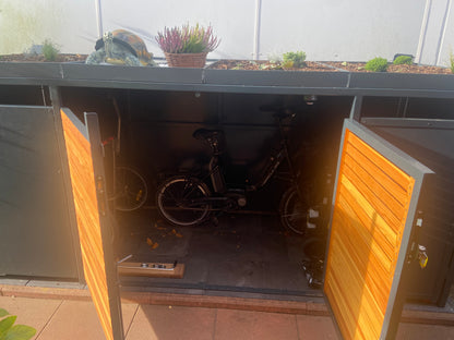 3.10m bicycle box / all-purpose box, metal wood with plant roof