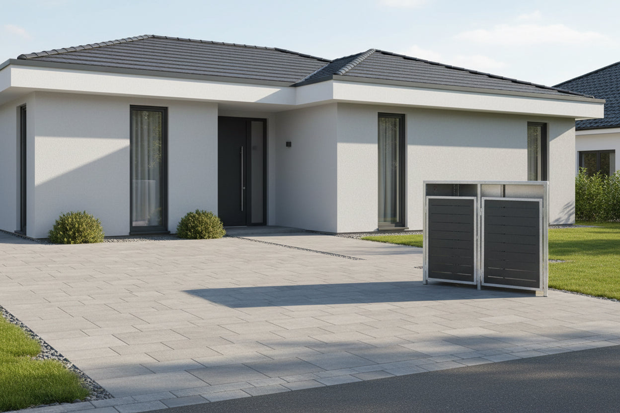 PREMIUM Zink 2er Mülltonnenbox DB 703 gerade Schlitze