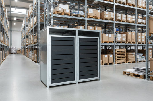 PREMIUM Zink 2er Mülltonnenbox RAL 7016 gerade Schlitze