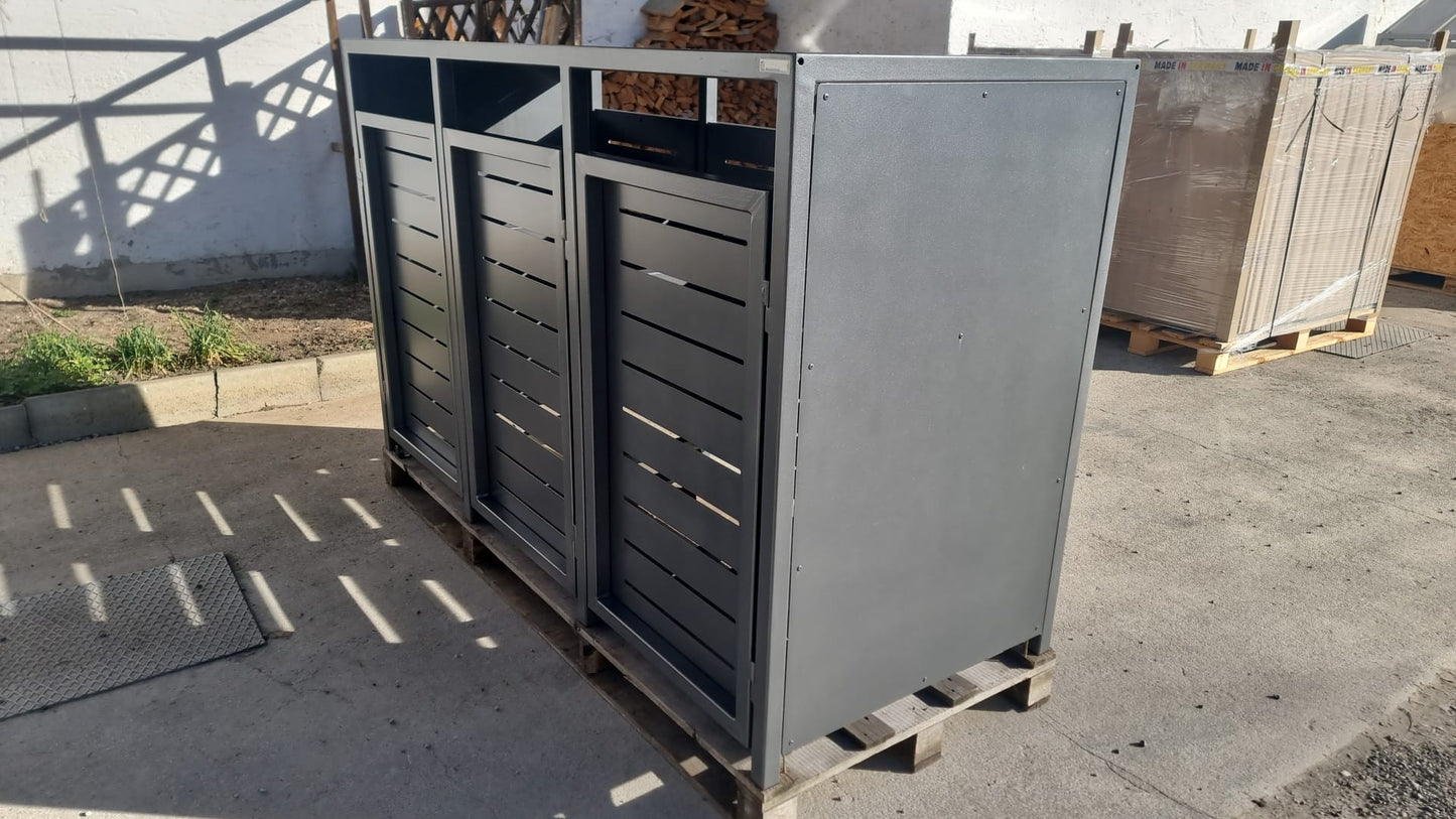 B-WARE - 3er PREMIUM Mülltonnenbox mit Durchgangstür für 120 & 240 Liter